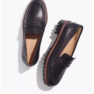 Madewell Black Leather Corinne Loafers